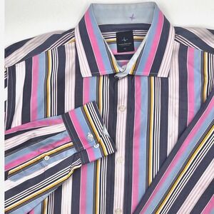Tailorbyrd Collection Striped Button Down Long Sleeve Shirt 2 Ply Cotton XL 0473